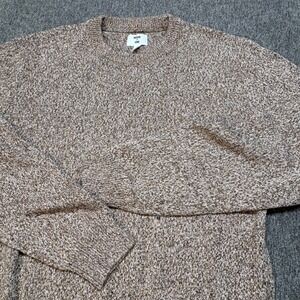 MODE OF ONE Mens Speckled Knit Crewneck Sweater Medium Dark Walnut